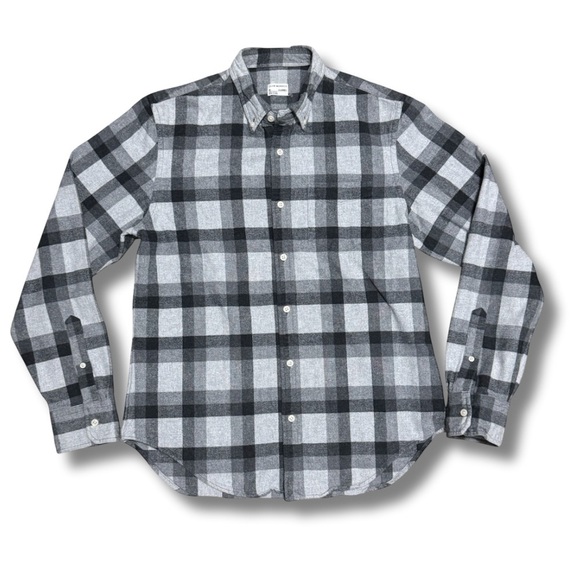 CLUB MONACO Men's Heavyweight Plaid Flannel - Grey/ Black, Medium - Picture 1 of 5